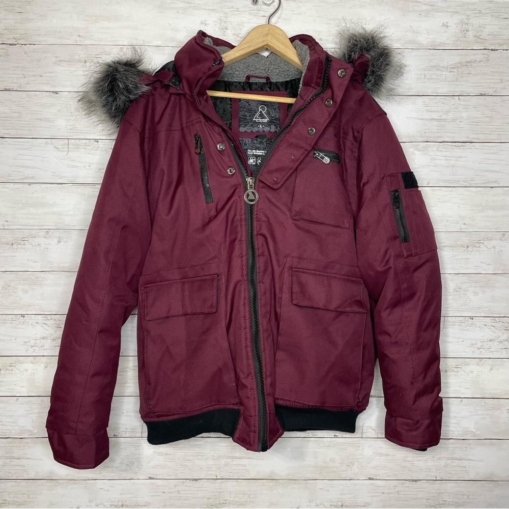 AwakndLand Parka Men’s Winter Jacket Size Large, Maroon - Picture 2 of 10